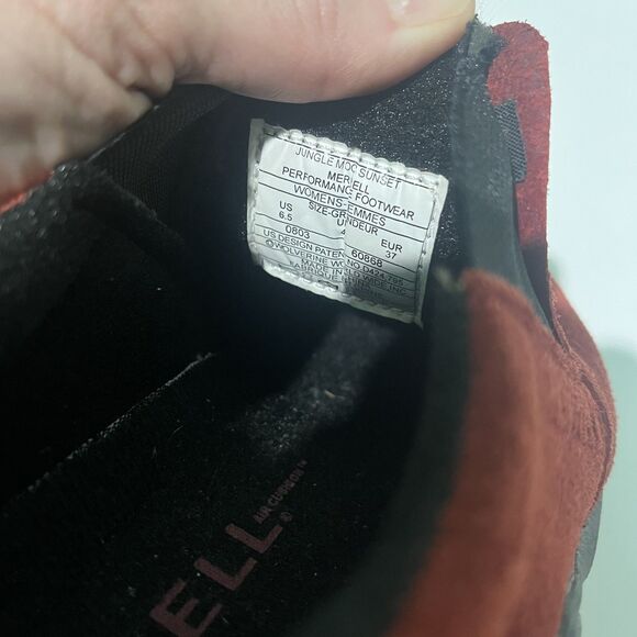 Merrell Shoes Women's Size 6.5 Jungle Moc Red Sunset Suede Leather Slip On Mules - Picture 6 of 14